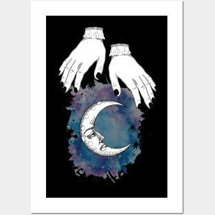 Moon and hand Boho T-shirt Posters and Art